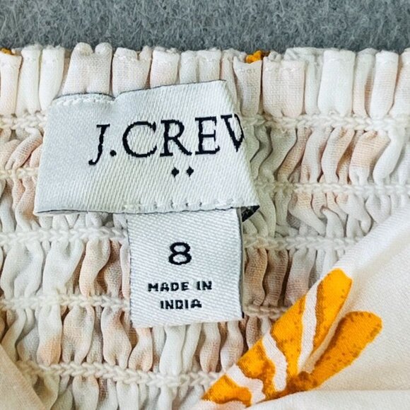 J Crew Shell Pattern Dress Size 8 Puffl Cleeve Twist Front  Peasant Cottagecore - Picture 8 of 14